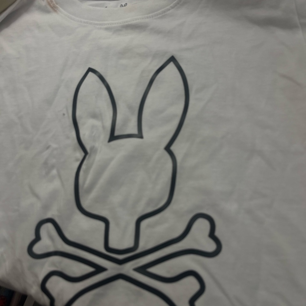 Psycho Bunny White Short Sleeve Tee with Bunny Graphic